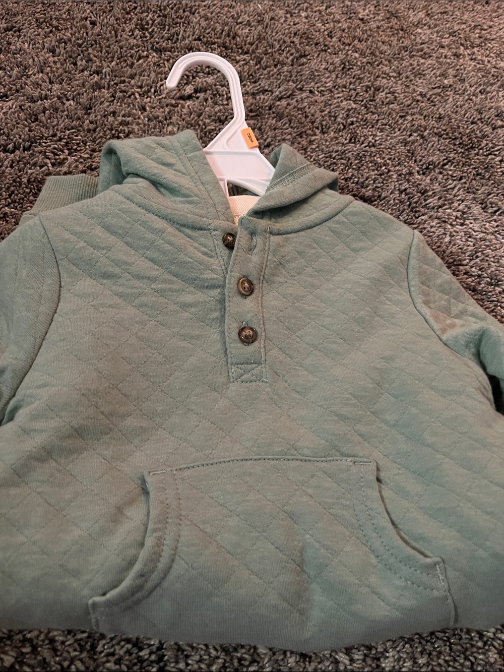 Carter’s Green Quilted Hoodie & Jogger Set w/Bodysuit - boy 12 months. 3 pieces - Picture 7 of 7